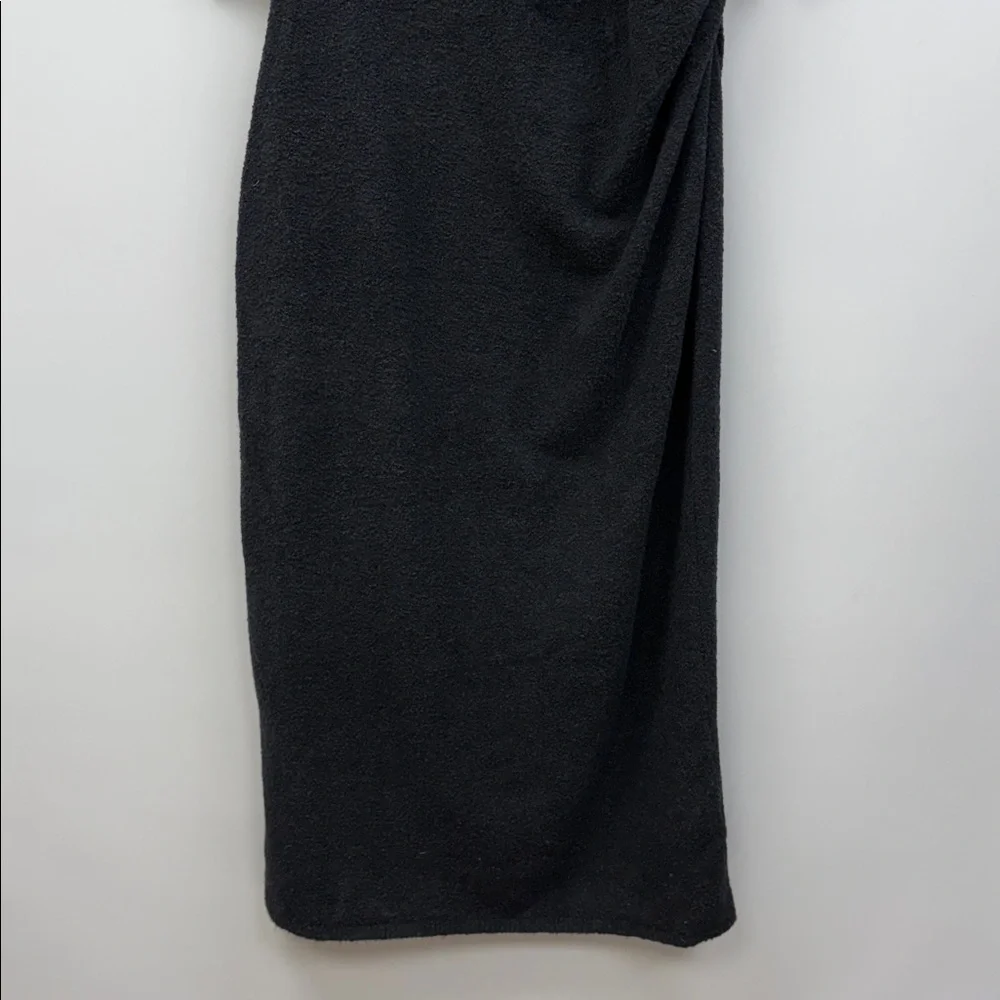 Abercrombie & Fitch Boucle Knit Off-the-Shoulder Ruched Maxi Dress Black LP